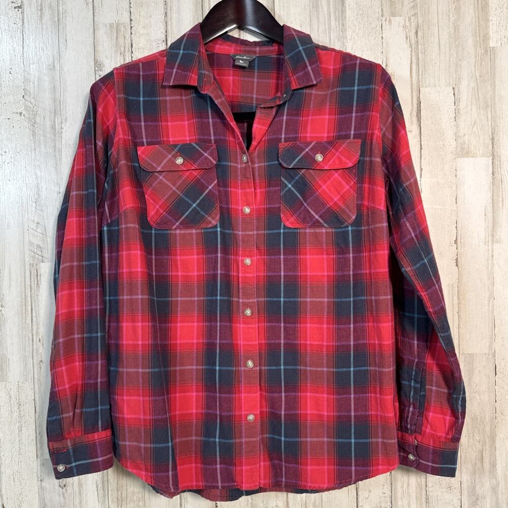 Eddie Bauer Women’s Flannel Plaid Button Up Shirt Large
